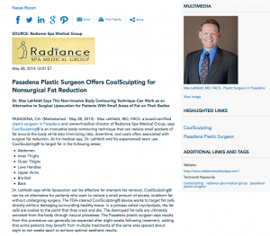 pasadena plastic surgeon, coolsculpting, radiance spa medical group